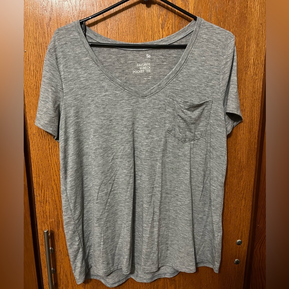 Kohl’s SO Grey Favorite V-Neck Pocket Tee